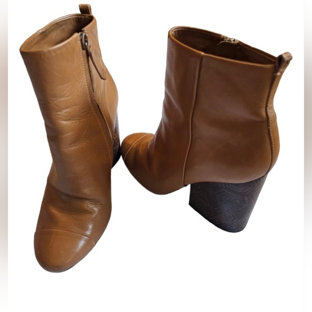 Tory Burch Cognac Leather Ankle Booties